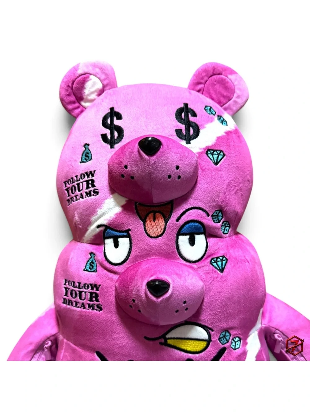 Sprayground The 3 Headed Bear Plush Teddybear Backpack Limited Edition Pink
